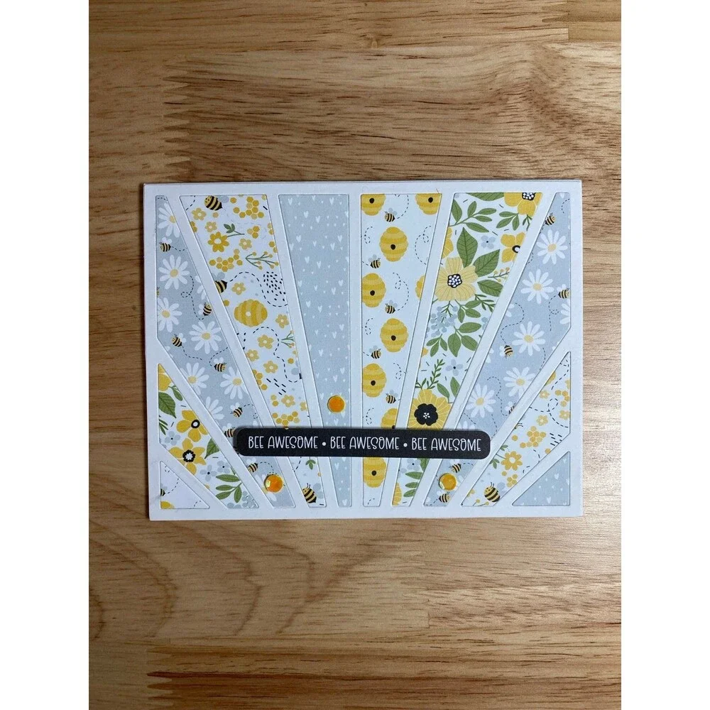 Bee & Flowers Greeting Card – Handmade A2 Card – All Occasion Blank Card